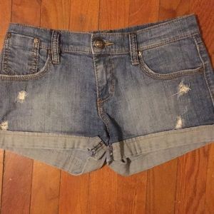 BCBG MAXAZRIA distressed jean shorts